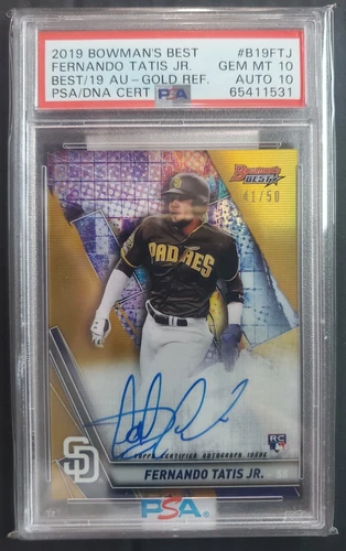 Fernando Tatis Jr. 2019 Bowman's Best Gold Refractor Auto /50 PSA 10 RC POP 2!