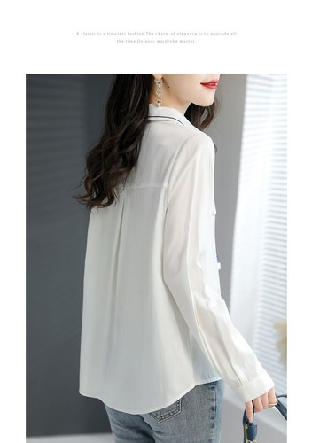 Otoño Nuevo Cuello de Viaje Bufanda Moda Camisa Suelta Manga Larga Blusa Prendas para el torso - Imagen 5 de 8