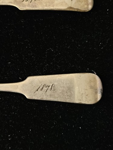 Antique Rogers Bros. A1 Silverplate Set of Two Spoons Engraved 1878 'S.M.Rose' - Picture 6 of 13
