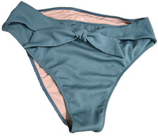 New Shade  Shore Women's Size L 12-14 Bikini Bottom Green Textured Bow