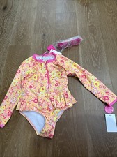 Besty Johnson Girls One Piece Swimming Suit  Goggles Size 5