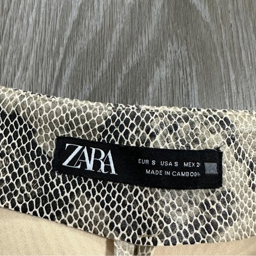 Zara Cream & Gray Snakeskin Print Belted Faux Wrap Skort Size S - Picture 6 of 10