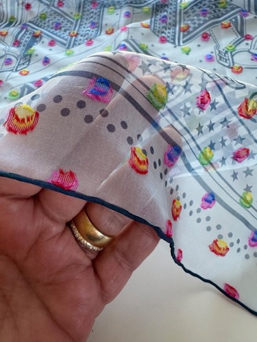NEW Hermes Sangles Zig Zag a Pois Rainbow Chiffon Silk Scarf Plumetis Jamin 60cm - Picture 7 of 13