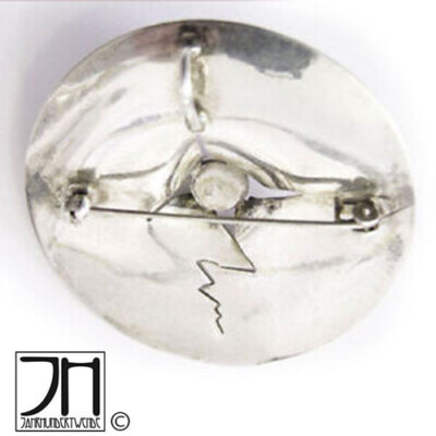 Modernist Silber Brosche vergoldet Perle silver gilt brooch pearl