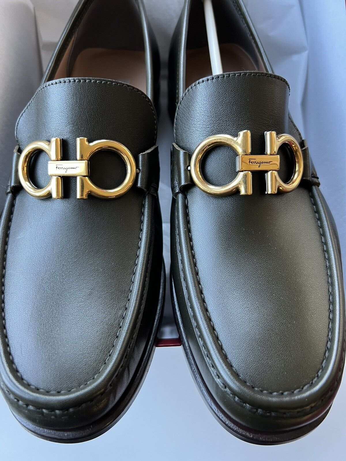 Ferragamo Men's Rolo Leather Loafers - Muschio - Size 7 | Salvatore Ferragamo