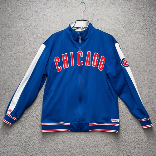Chicago Cubs Mens Track Jack Medium Blue Stitches Full Zip Sweatshirt Full Zip