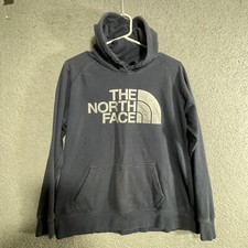 The North Face Half Dome Pullover Hoodie Womens Large Blue Half Dome Silver Logo