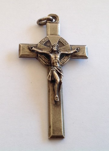 ANTIQUE RARE SILVER CROSS PENDANT INRI & HOLY FATHER &TWO ICONS INSIDE ONLY ONE - Picture 2 of 9