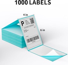 1000 Perforated 4x6 Fanfold Direct Thermal Shipping Labels for Zebra & Rollo