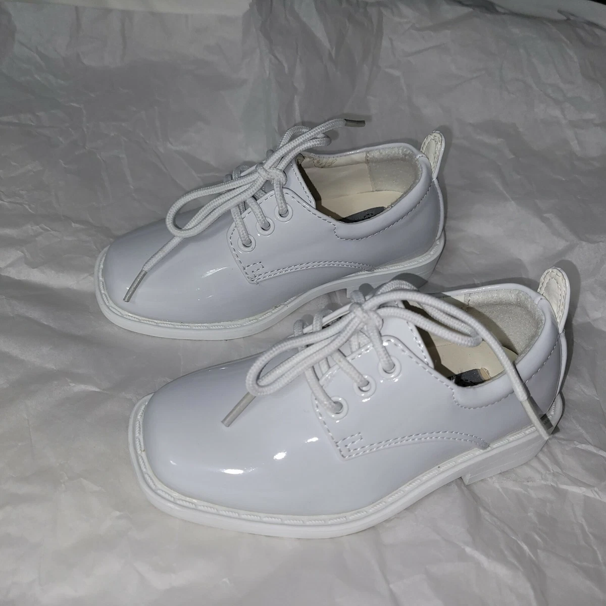 Boys Shoes High Gloss Size 7 zapatos de charol blanco eBay