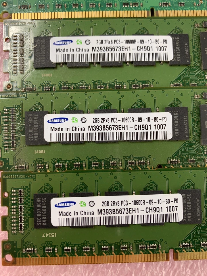 Samsung 20GB Kit 10x2GB 2Rx4 PC3-10600R-09-10-P0 Server RAM M393B5673EH1 - Image 2 of 4