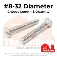 #8-32 Stainless Slotted Flat Head Machine Screws (Choose Length & Qty)