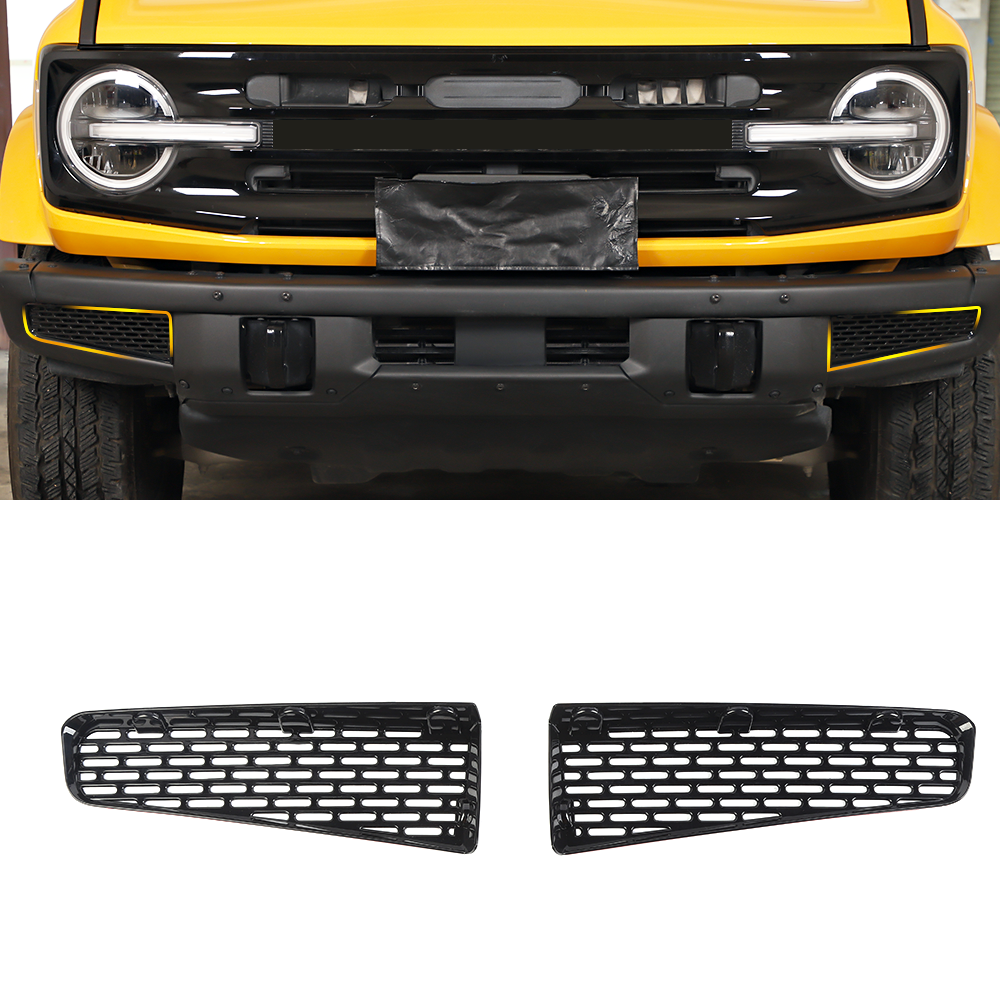 Black Bumper Grille Insert Mesh Cover for 2021-22 Ford Bronco