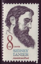 #1446 SIDNEY LANIER, AMERICAN POET. WHOLESALE LOT OF (10) MINT SINGLES F-VF NH!