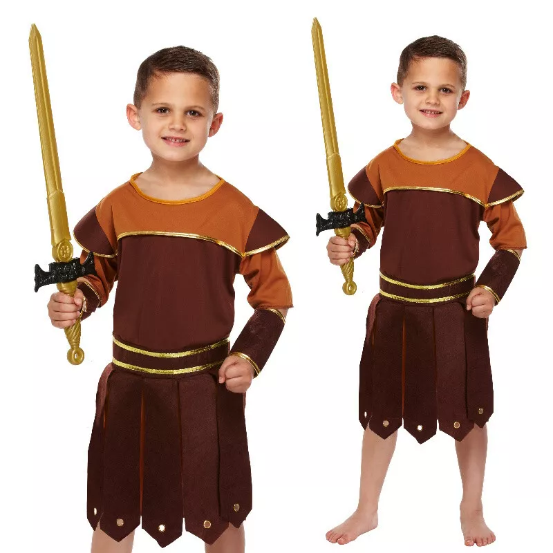 Boys Roman Soldier World Book Day Fancy Dress Costume To Fit Age 7