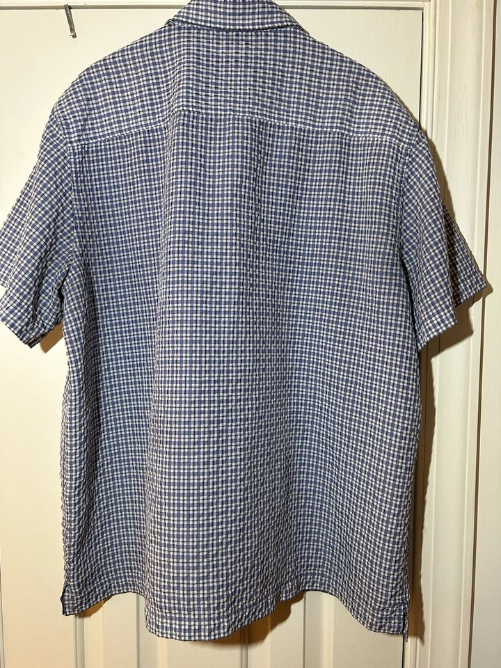 Camisa Urban Pipeline Cuello Para Hombre XXL Abotonada Manga Corta Azul/Blanco Cuadros Foto 2 de 4