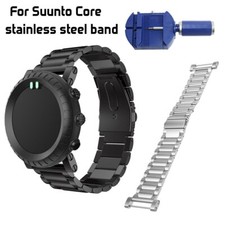 Cinturino Orologio Acciaio Inox per Suunto Core Cinturino Metallo Nero Chiusura Argento
