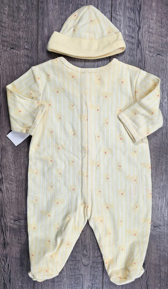 Bebé Niña Niño Ropa Nueva Miniwear 0-3 Meses 2 piezas Amarillo Pato Pies Conjunto y Sombrero Foto 3 de 4
