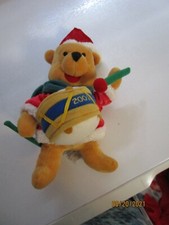 Disney Store Bean Plush Winnie the Pooh Christmas Santa and Drummer Boys 8 in