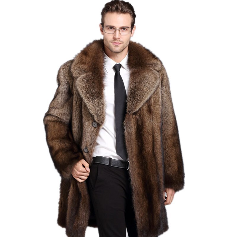 Stunning Athentic Mens Dad Thick andmade Fox Fur Coat Full Length