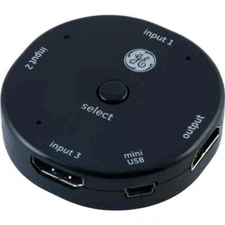GE 33624 3-Device HDMI Switch Supports 1080p resolution and 4K Ultra HD Black