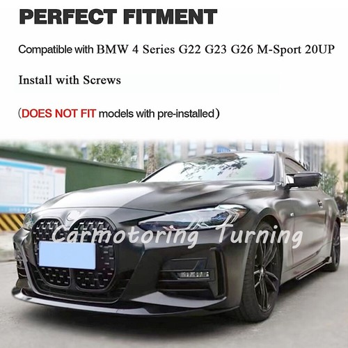 For BMW 4 Series G22 G23 G26 M-Sport 2020UP Gloss Black Front Bumper Lip Spoiler - Picture 3 of 13