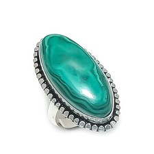 Malachite Gemstone Handmade 925 Sterling Silver Jewelry Ring Size 8 Q504