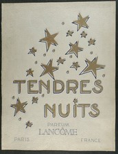 Parfum Lancôme, Tendres Nuits,  gouache publicitaire originale +/- 1950