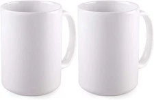 White Sublimation Plain Blank Coffee Mug 15 oz (Pack of 2) Hot Chocolate Mugs, H