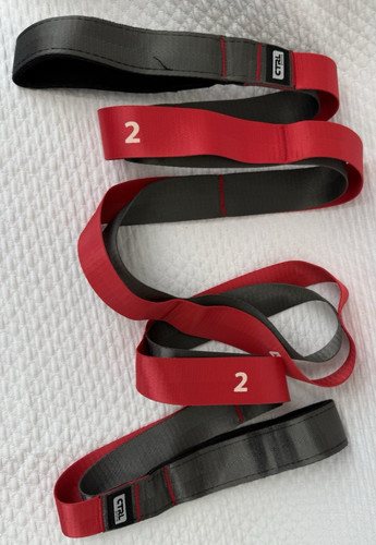CTRL Sports Level 2 Yoga Strap Red Gray Non Elastic Stretching Mobility Band