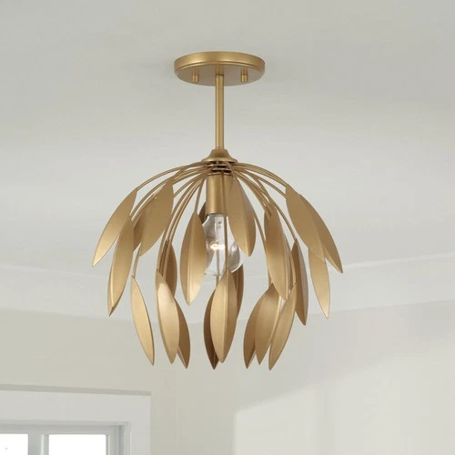 Capital Lighting Margeaux 100W 1-Light Buffed Gold Botanical Semi-Flush Pendant - Picture 5 of 7
