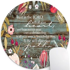 Motivational Round Mouse Pad Christian Bible Verses Scripture Quote Proverbs ...