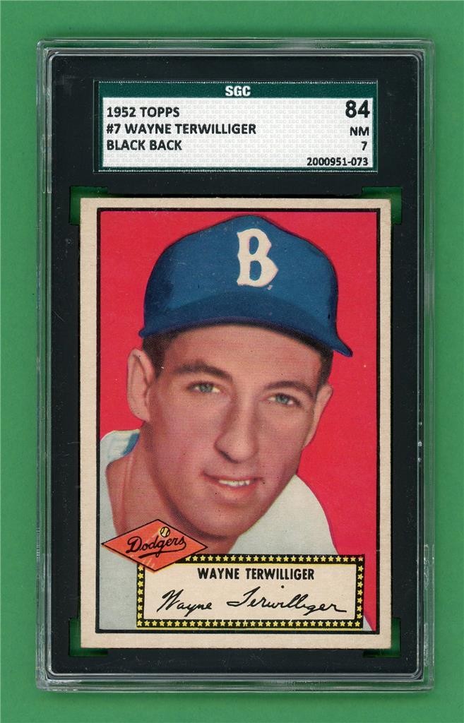 1952 Topps #7 Wayne Terwilliger ** SGC NM 7 * Brooklyn Dodgers old baseball card
