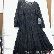 Simply Vera Wang Black Lace Cocktail Dress Xl Long Sleeve NWT Stylish Chic