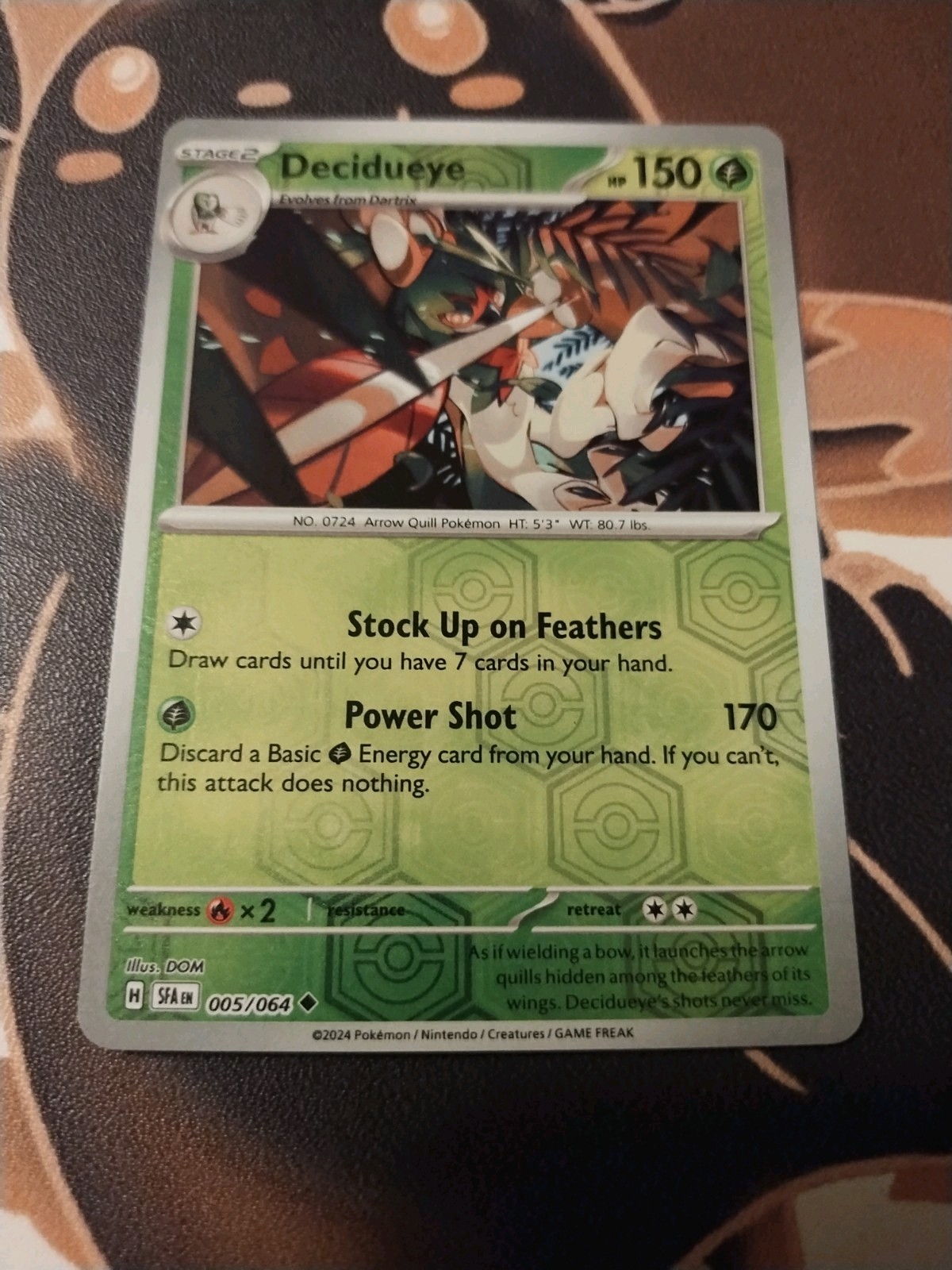Decidueye 005/064 Sv: Shrouded Fable Reverse Holo-NM