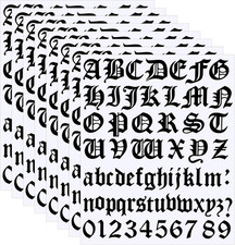 8 Sheets Letters Stickers Vinyl Old English Alphabet Number Stickers Self Adh...