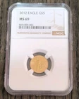 2012 Eagle G$5 MS69 NGC Certified Gold Eagle BU