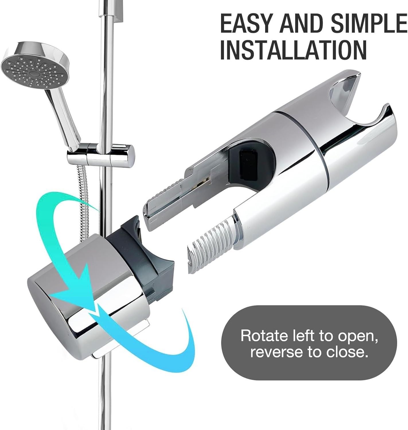 Adjustable Universal 18-25mm Chrome Shower Rail Head Slider Holder Bracket