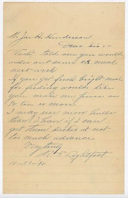1914 Handwritten Farm Letter Hog Feed Corn Meal Rural Agriculture Shorter AL?