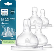 Philips Avent Anti-Colic Nipples - Flow 3, 4-Pack, SCY763/44