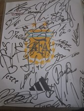 ARGENTINA "MESSI/ RODRIGUEZ/ FERANDEZ. AND MANY MORE SIGNED TEAM A4 SHEET .
