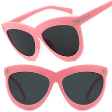 Womens Cat Eye Sunglasses Pink Black Tinted Plastic UV Protection Comfort Fit
