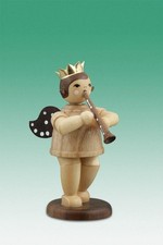 Engelmusikant Engel mit Klarinette ohne  Krone natur H&ouml;he ca 6 cm NEU Holzengel
