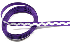 5 yds 3/8" White Wavy Serpentine Stripe on Purple Grosgrain Ribbon 100 polyester