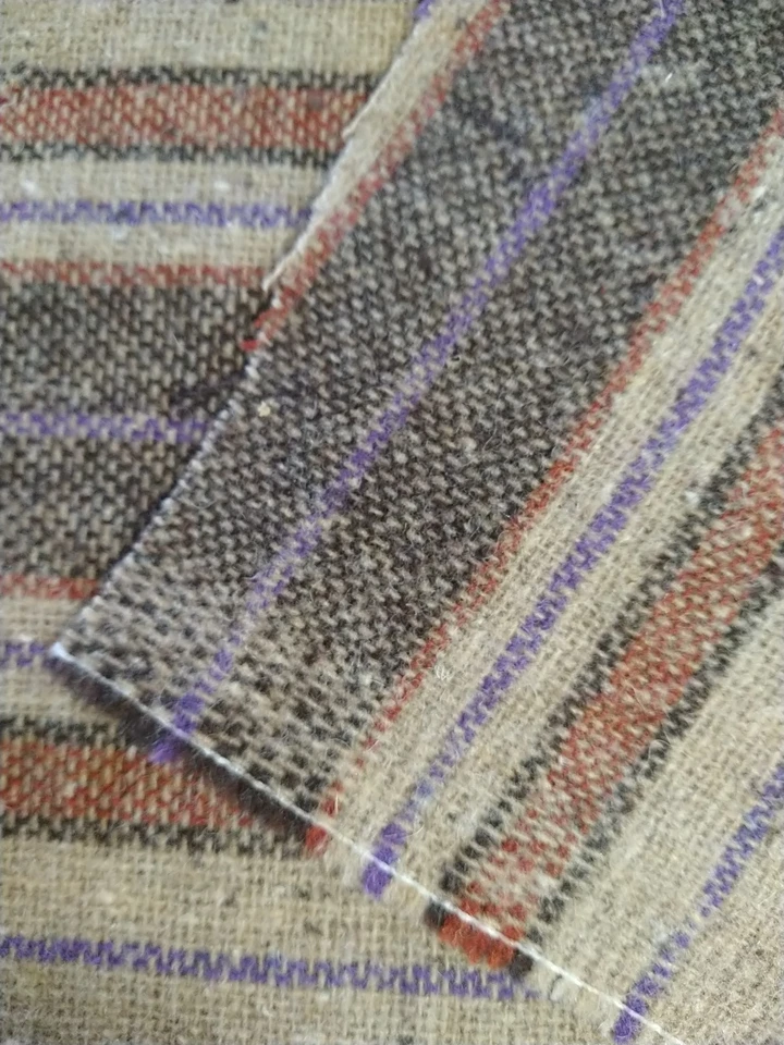 Brown Tan Rust Stripe Lightweight Wool Fabric 20" Long x 62" Wide - Image 4 of 4