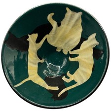 VTG Westcote Bell Ceramics Cats Silhouette Green Bowl Pottery Columbus Ohio RARE