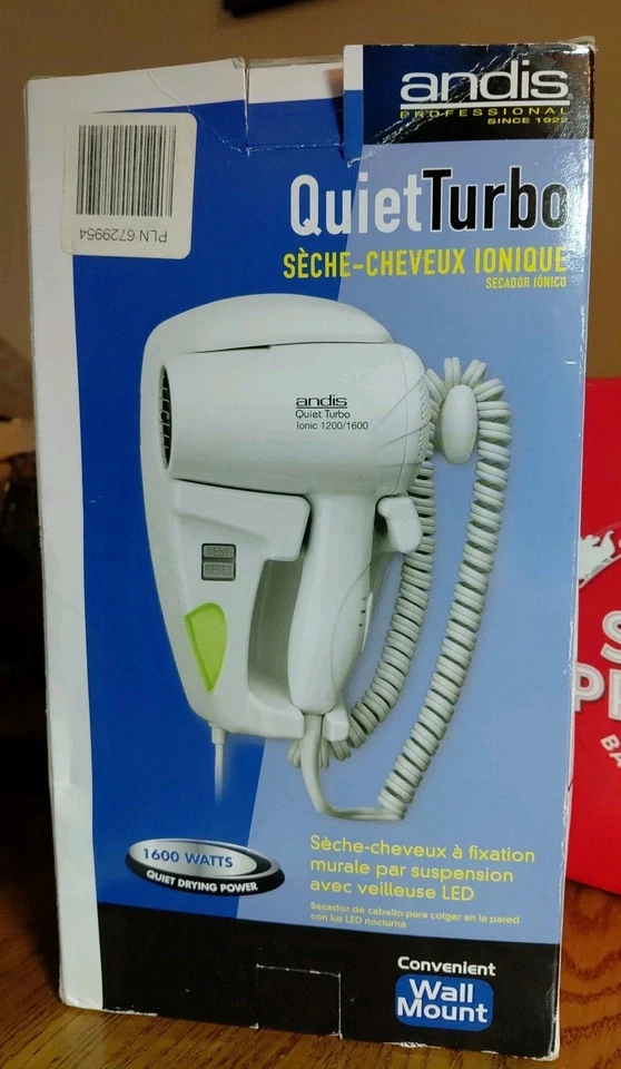 Andis Quiet Turbo Ionic Hair Dryer 1200/1600 Watts Wall Mount Hangup Hair Dryer  - Image 2 of 4