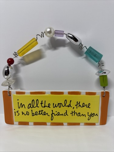 Dept 56 Sandra Magsamen - Two Hanging Ceramic Wall Plaques Beaded Inspirational