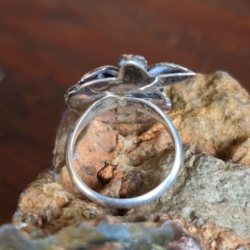 VTG Art Nouveau Sterling Silver Amethyst Floral Ring Size 5.5 Etched Details - Picture 3 of 7