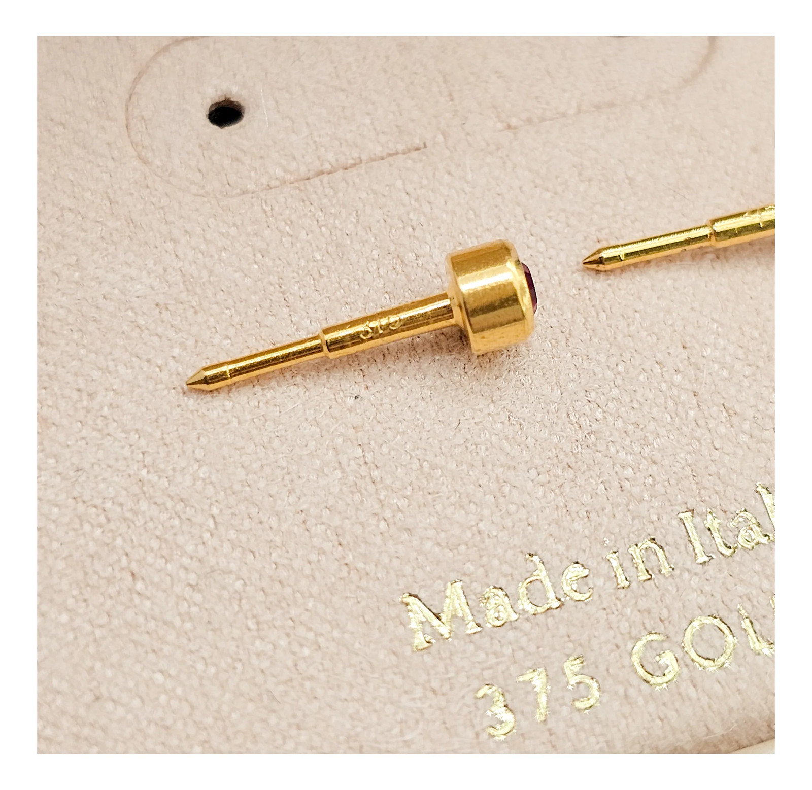 9ct Yellow Gold Ruby Red Bezel Stud Earrings - image 10